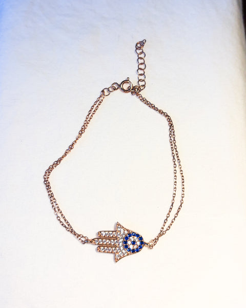 Hamsa Hand Protection Silver Bracelet – Sterling Silver Charm
