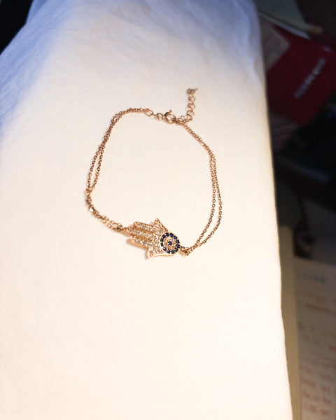 Hamsa Hand Protection Silver Bracelet – Sterling Silver Charm
