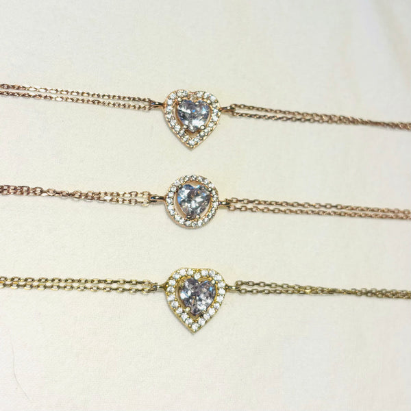 Heart-Shaped Silver Bracelet for Women
