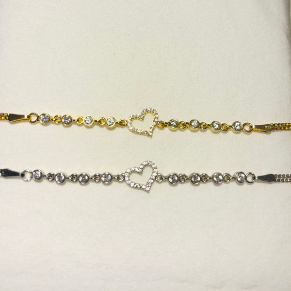 Fine Silver Heart Charm Bracelet