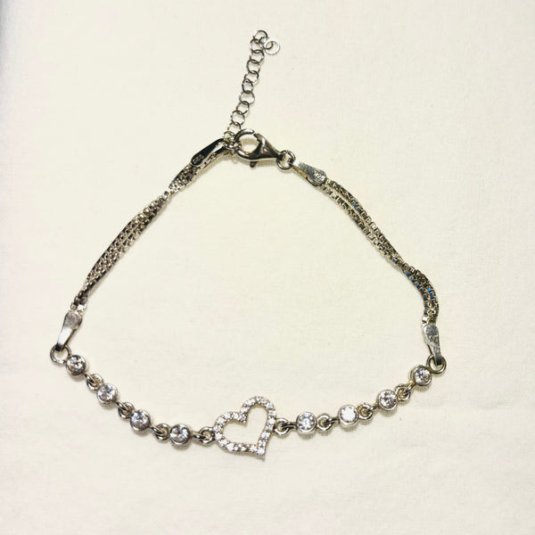 Fine Silver Heart Charm Bracelet