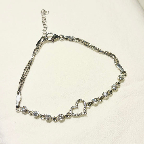 Fine Silver Heart Charm Bracelet