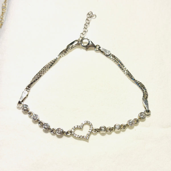 Fine Silver Heart Charm Bracelet