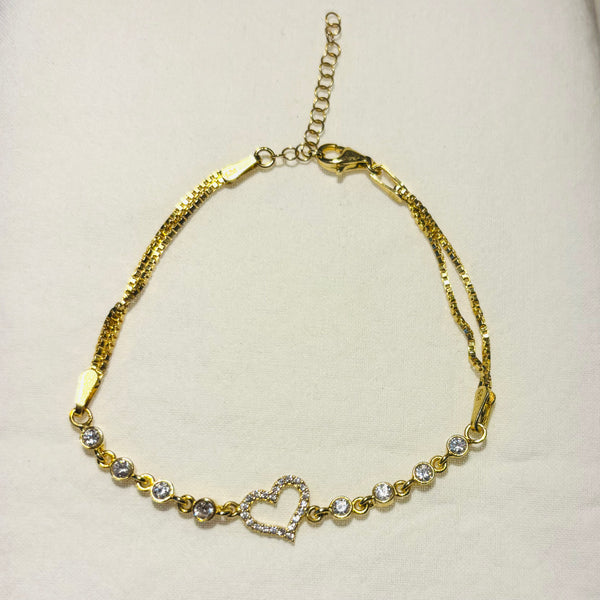 Fine Silver Heart Charm Bracelet