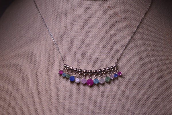 MultiColor Gemstone Sterling Silver Silver Color Necklace
