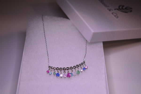 MultiColor Gemstone Sterling Silver Silver Color Necklace