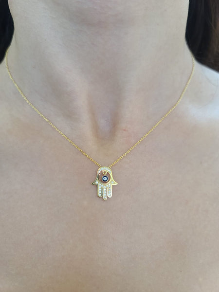Hamsa Evil Eye Necklace Turkish Jewelry