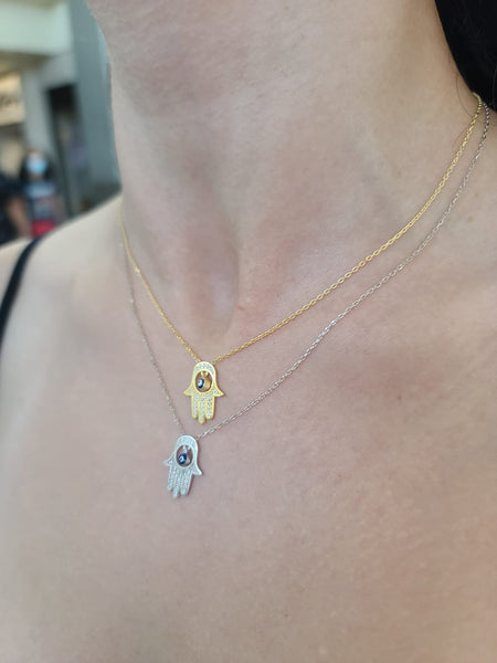 Hamsa Evil Eye Necklace Turkish Jewelry
