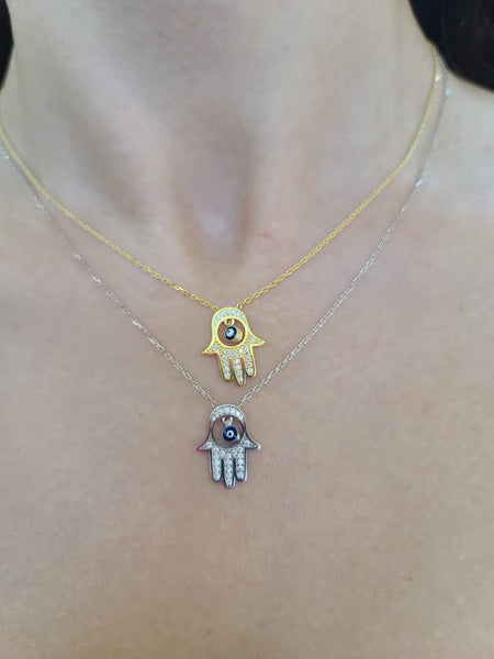 Hamsa Evil Eye Necklace Turkish Jewelry