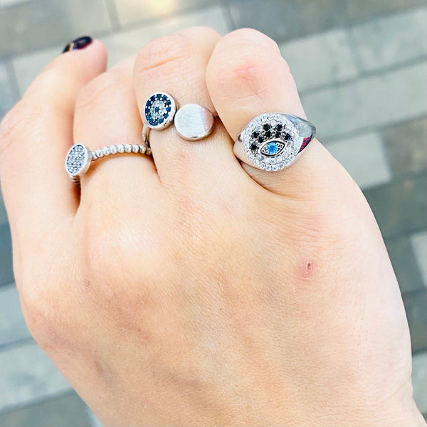 Turkish Evil Eye Shape Pinky Finger Ring Adjustable