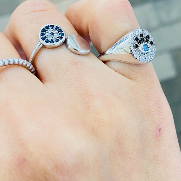 Turkish Evil Eye Shape Pinky Finger Ring Adjustable