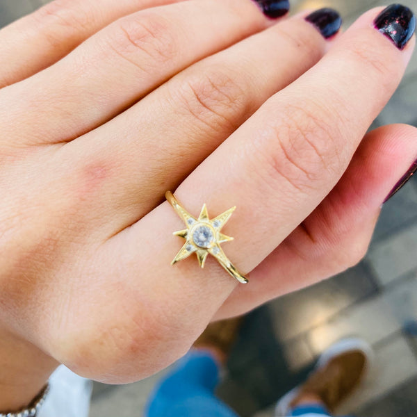 True North Star Ring Golden Adjustable