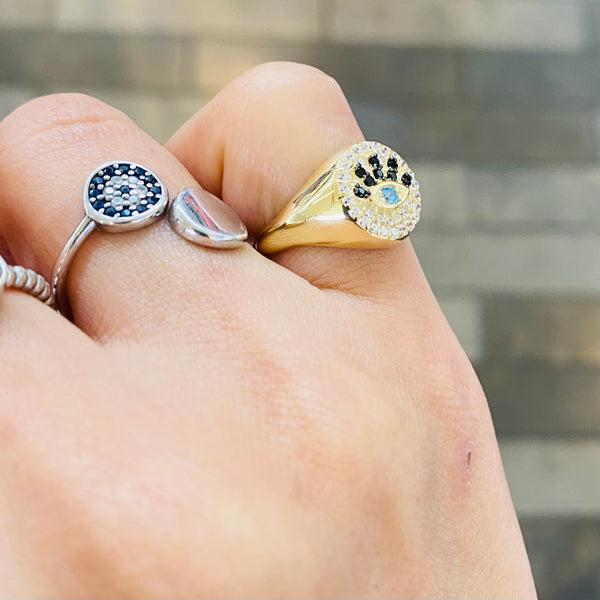 Turkish Evil Eye Shape Pinky Finger Ring Adjustable