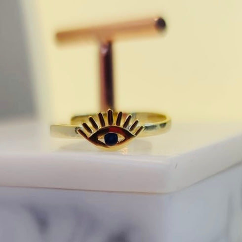 Eye with Lashes Sterling Silver Ring Adjustable
