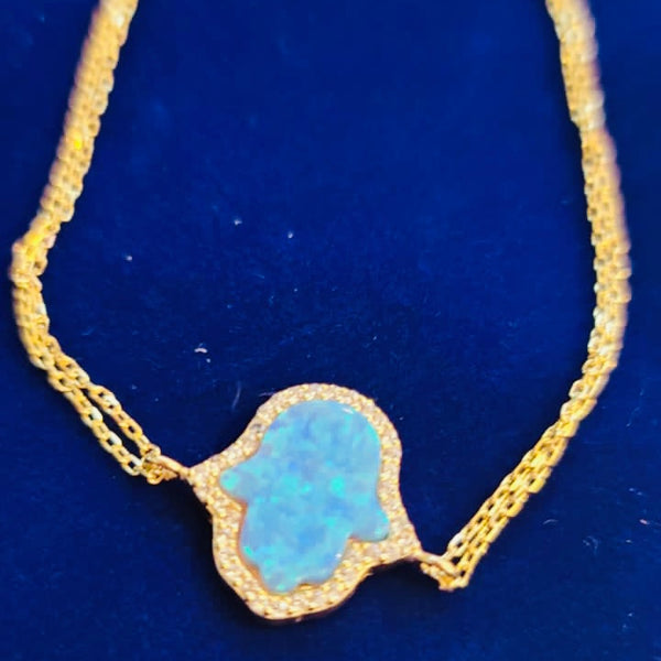 Opal Hamsa Bracelet Dainty Sterling silver