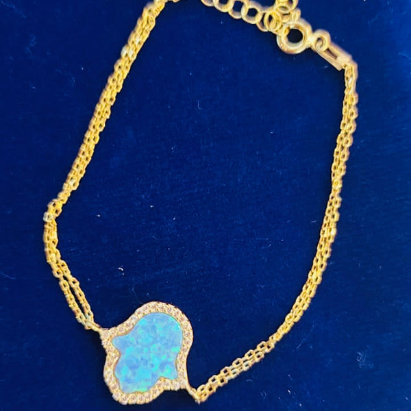 Opal Hamsa Bracelet Dainty Sterling silver