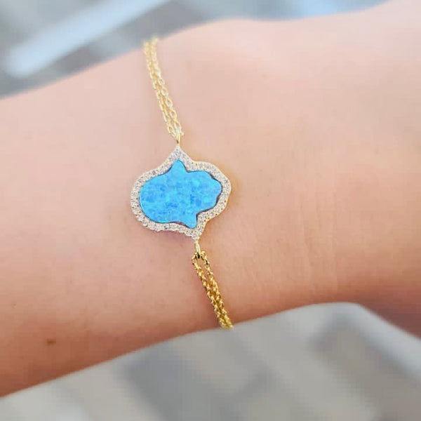 Opal Hamsa Bracelet Dainty Sterling silver