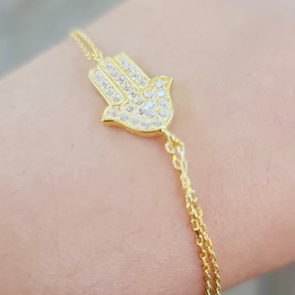 Dainty Hamsa Crystal Bracelet
