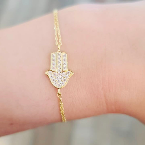 Dainty Hamsa Crystal Bracelet