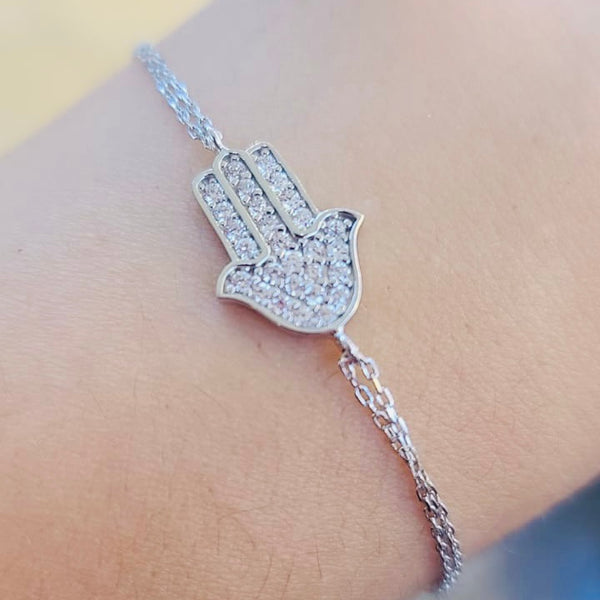 Dainty Hamsa Crystal Bracelet