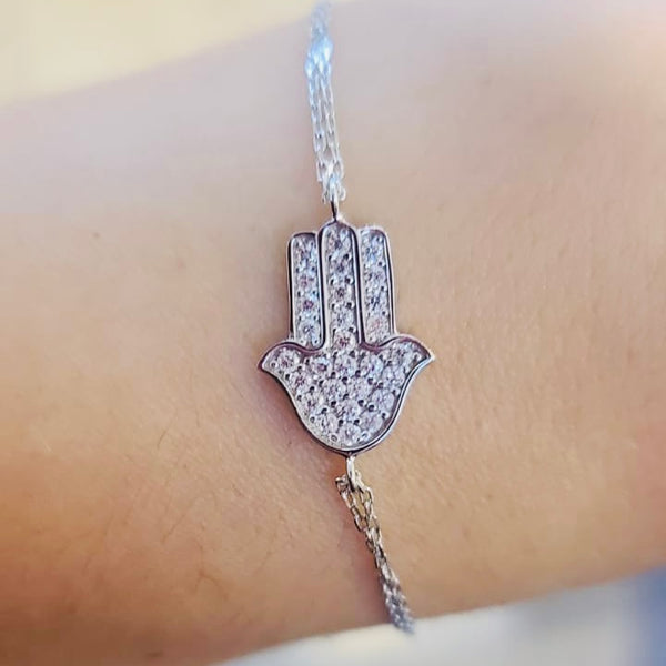 Dainty Hamsa Crystal Bracelet