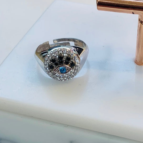 Turkish Evil Eye Shape Pinky Finger Ring Adjustable