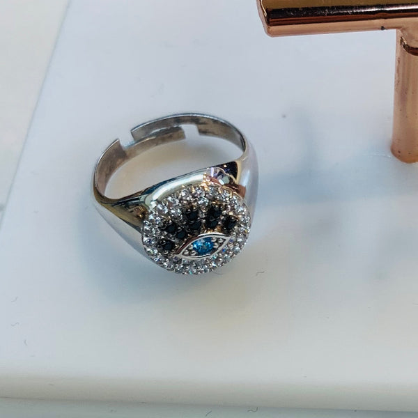 Turkish Evil Eye Shape Pinky Finger Ring Adjustable
