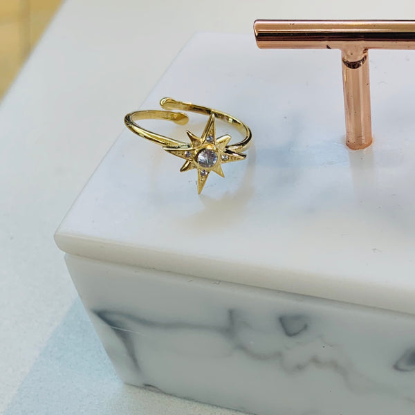 True North Star Ring Golden Adjustable
