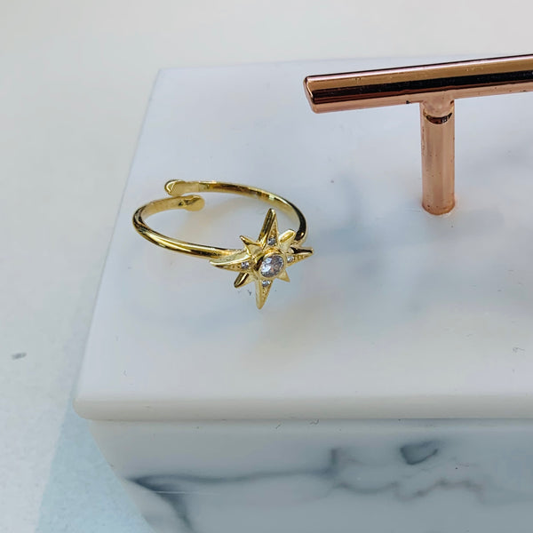 True North Star Ring Golden Adjustable