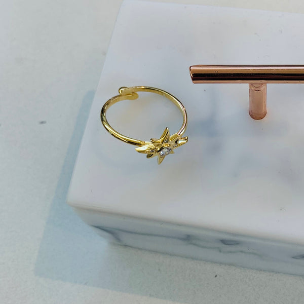 True North Star Ring Golden Adjustable