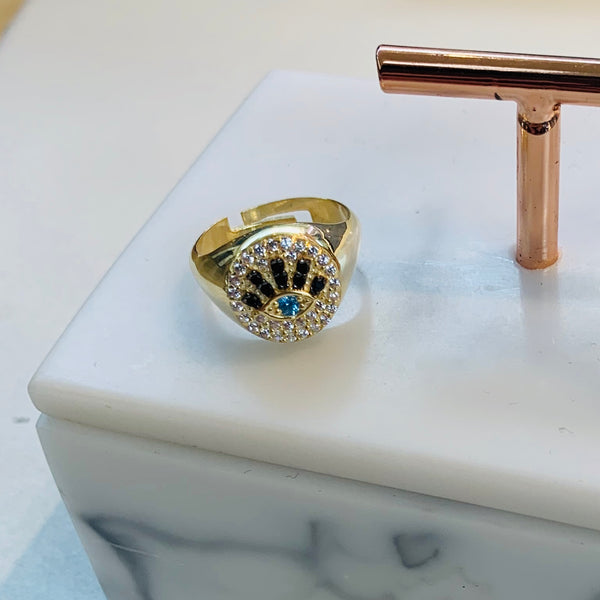 Turkish Evil Eye Shape Pinky Finger Ring Adjustable