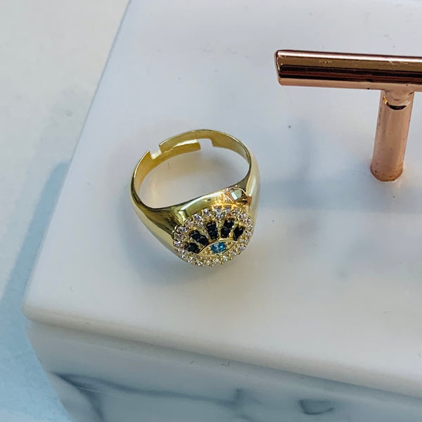 Turkish Evil Eye Shape Pinky Finger Ring Adjustable