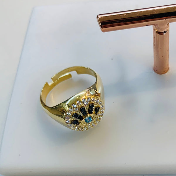 Turkish Evil Eye Shape Pinky Finger Ring Adjustable