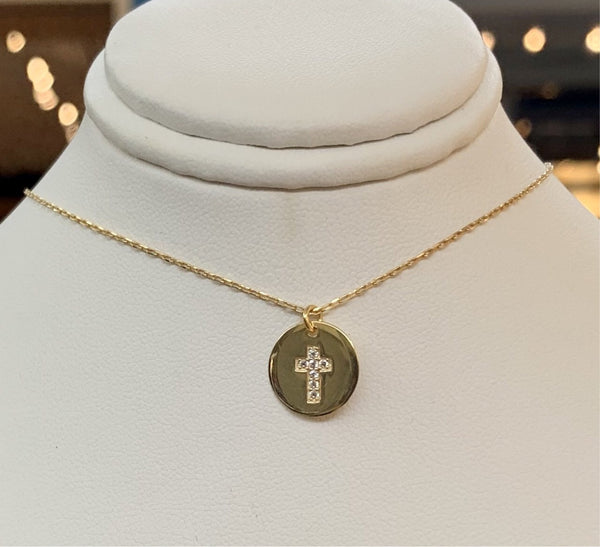 Circle Cross Necklace 18K Gold Plated