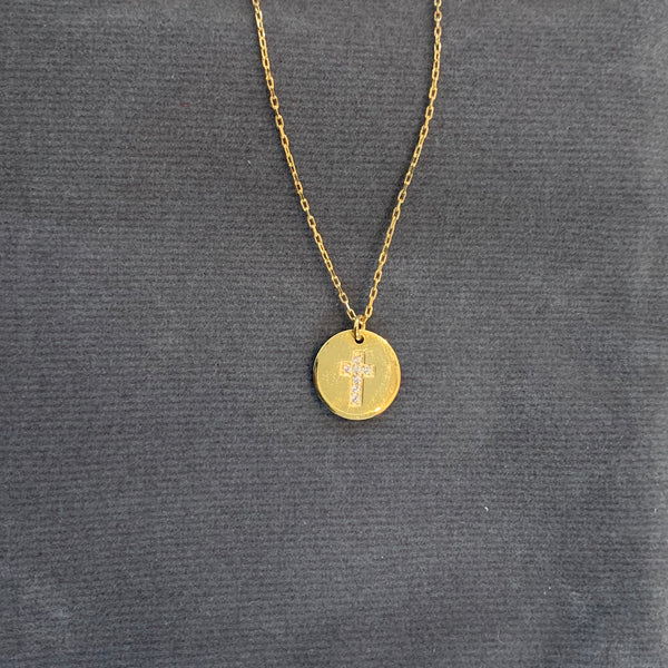 Circle Cross Necklace 18K Gold Plated