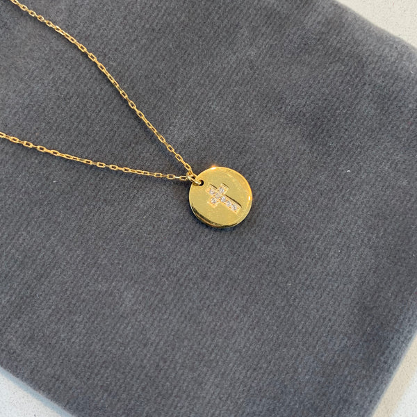 Circle Cross Necklace 18K Gold Plated