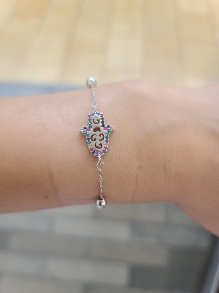 Good Luck Hamsa Silver Bracelet