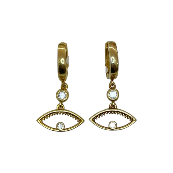 Big Dangling Eye Shape Evil Eye Sterling Silver Earrings