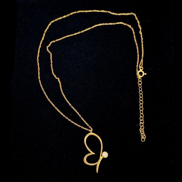 Half Butterfly Silhouette Necklace - Single Line Art Pendant