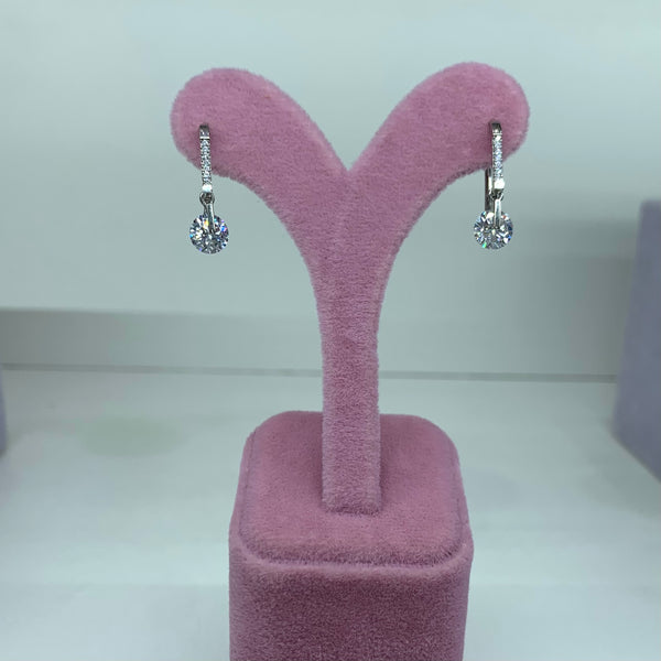 Princess Dangle Crystal Sterling Silver Earrings