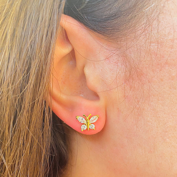 Crystal Butterfly Earrings 925 Sterling Silver