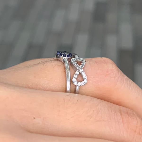 Infinity Evil Eye Sterling Silver Ring