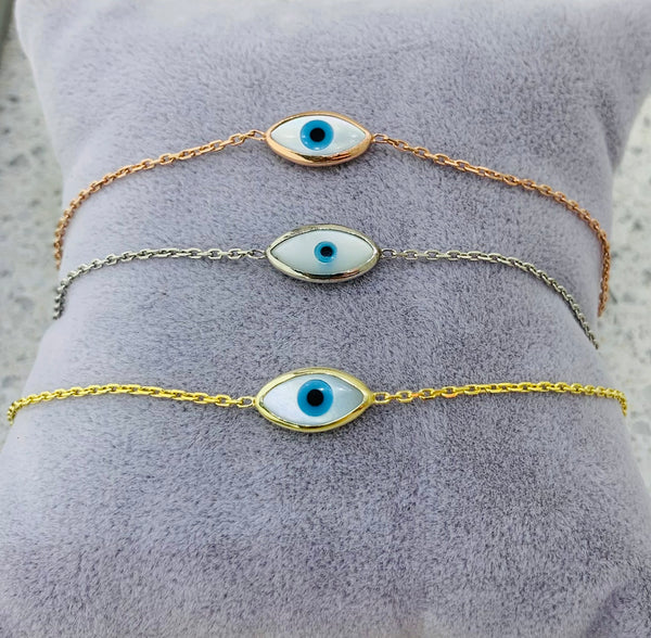 Evil Eye Enamel Sterling Silver Bracelet