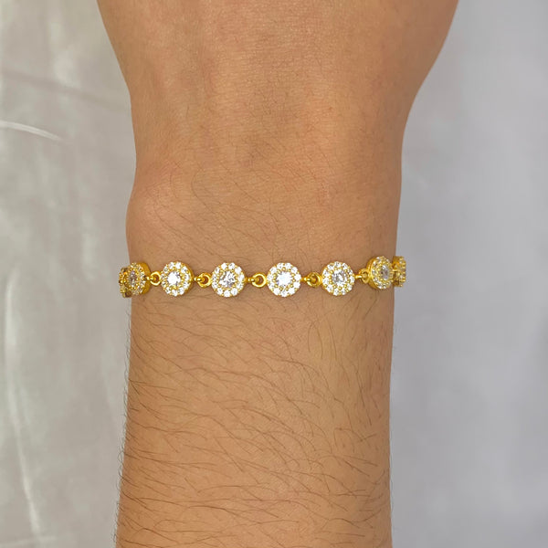 Super Shiny White Crystals Sterling Silver Bracelet