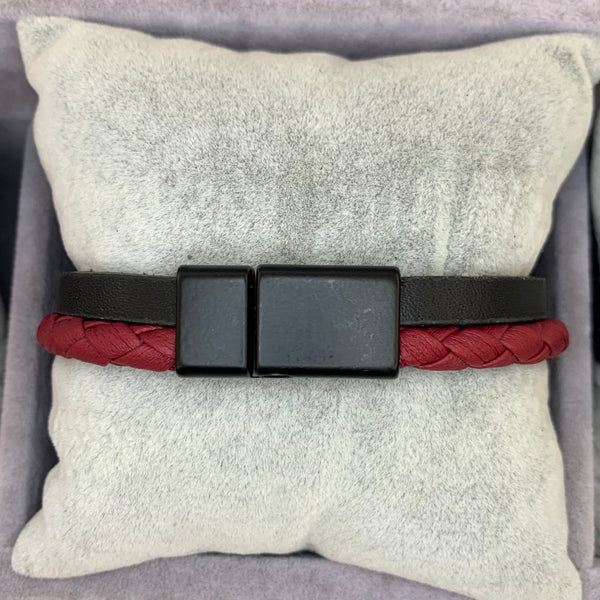 Red and Black Leather Bracelet