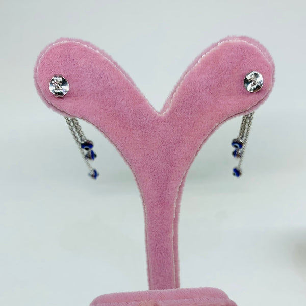 Tripple Chain Evil Eye Sterling Silver Stud Earrings