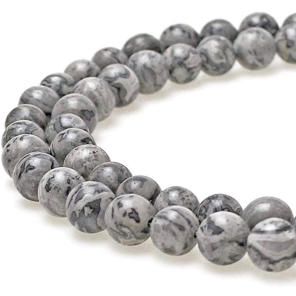 Natural Gray Map Stone Jasper with Golden Crown Crystal Men Women Natural Gemstone Beaded Bracelet