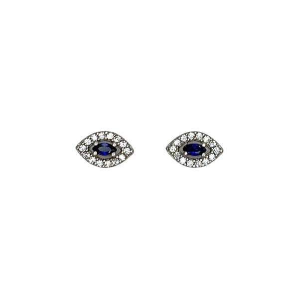 Blue Stone Eye Shape Evil Eye Earrings