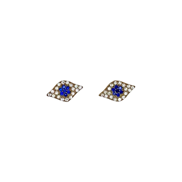Unique Evil Eye Stud Sterling Silver Earrings