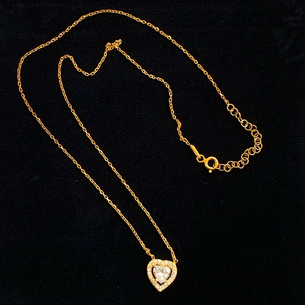 Heart Shape Sterling Silver Necklace with Crystals